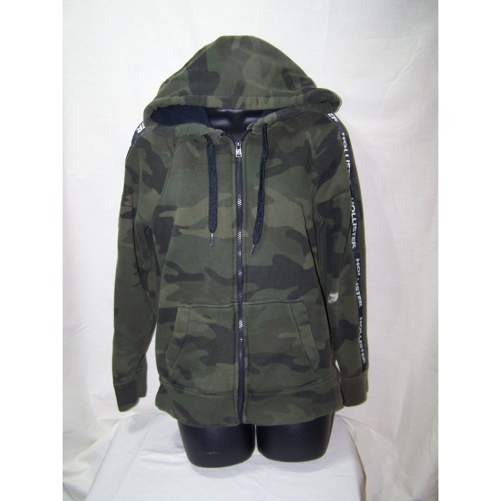 Hollister Hoodie Jacket Camo XS Green flaw